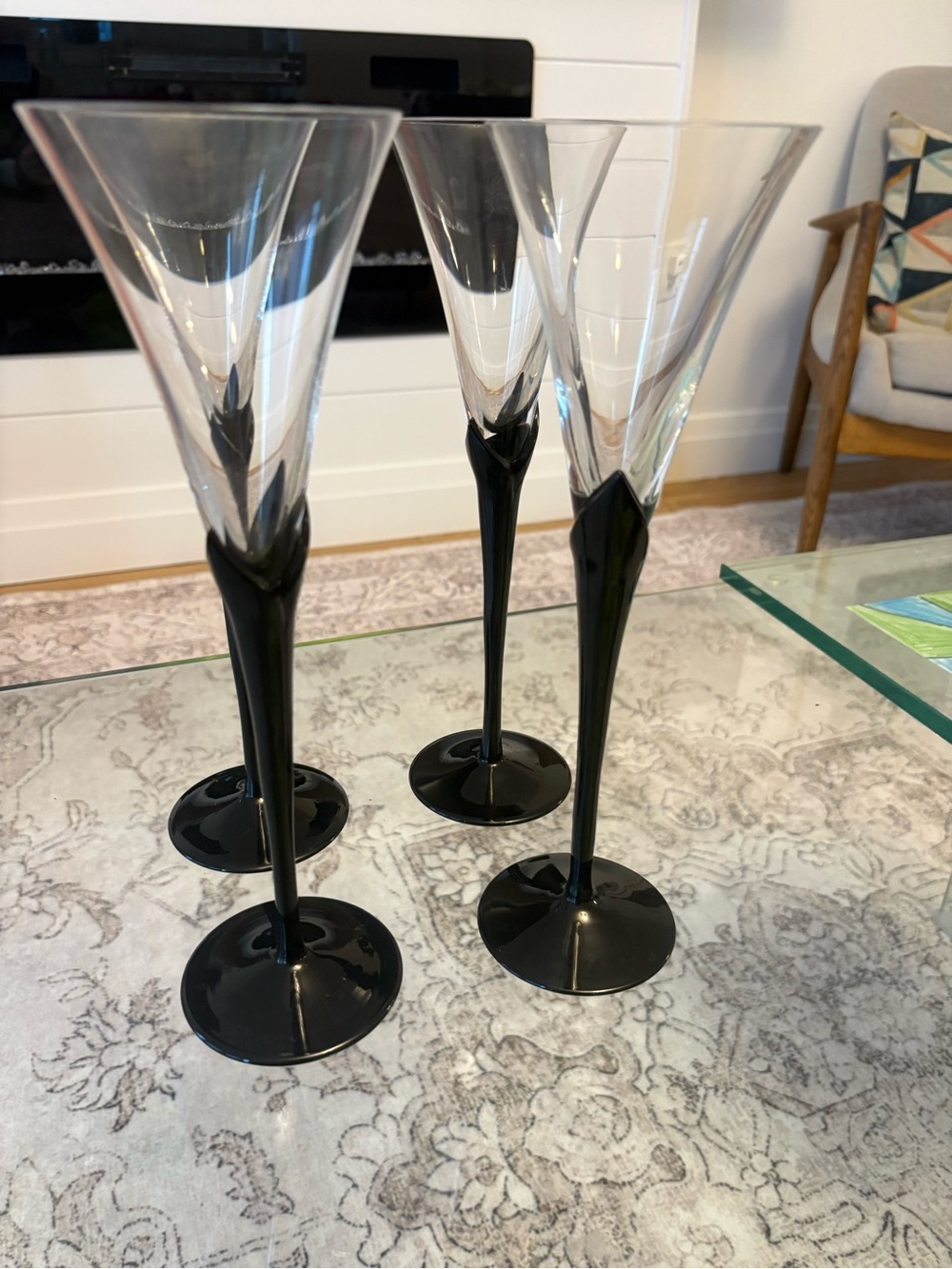 Mikasa Vogue Onyx Champagne Flutes | Set of 4 | Discontinued